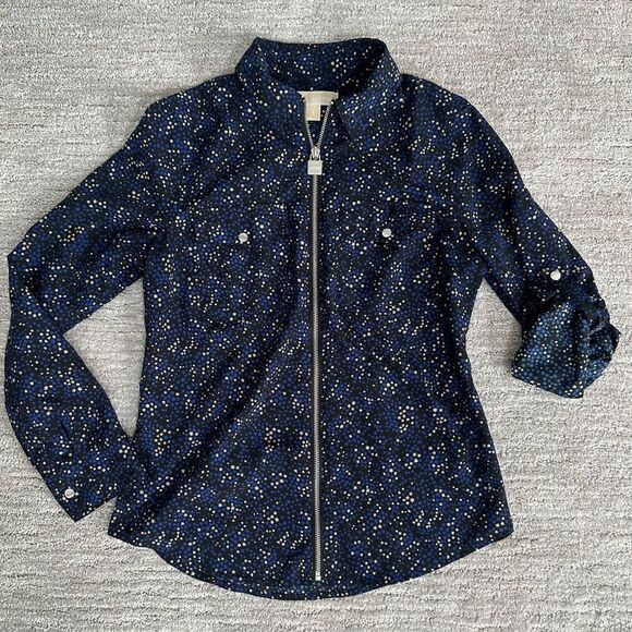 Michael Kors Women's Star Lock Zip Shirt Size S - Picture 1 of 8